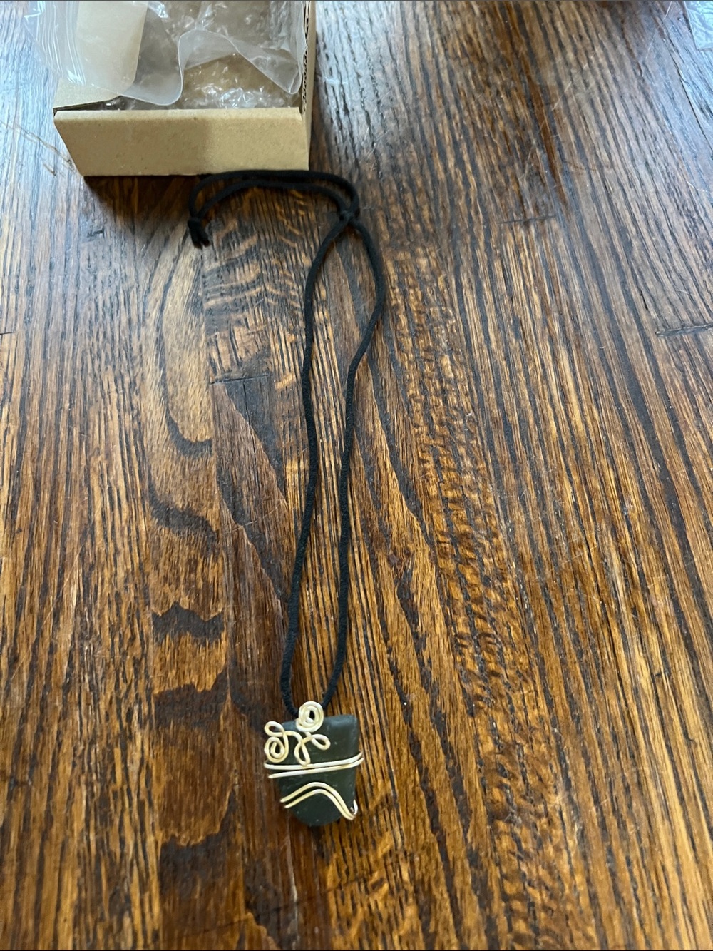 Wire-Wrapped Black Stone Pendant Necklace